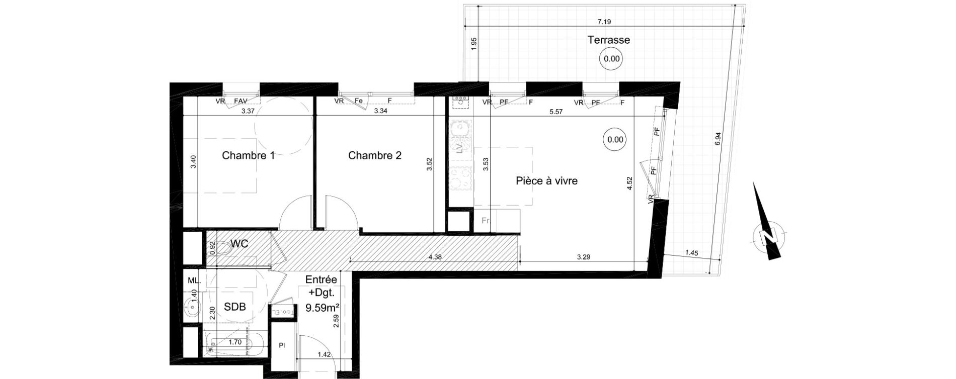 Appartement T3 de 62,36 m2 &agrave; Fleury-Sur-Orne Centre