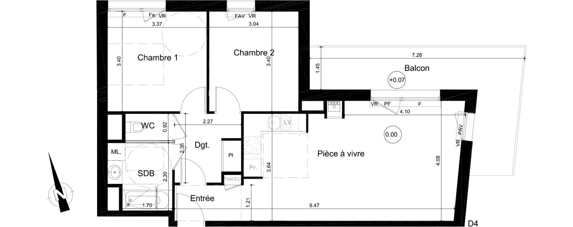 Appartement T3 de 64,18 m2 &agrave; Fleury-Sur-Orne Centre