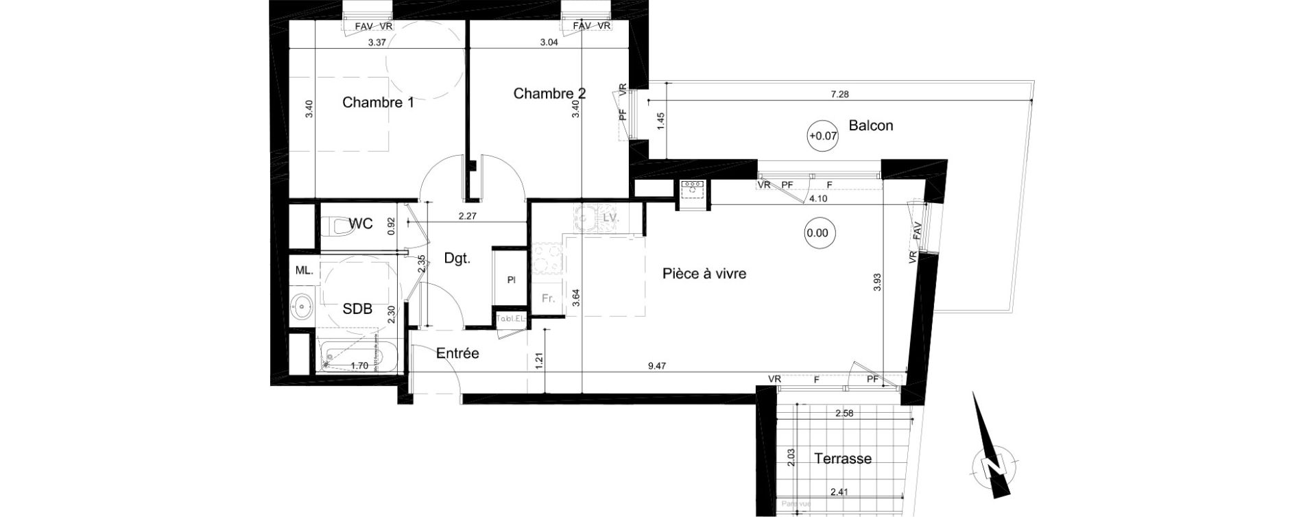 Appartement T3 de 63,75 m2 &agrave; Fleury-Sur-Orne Centre