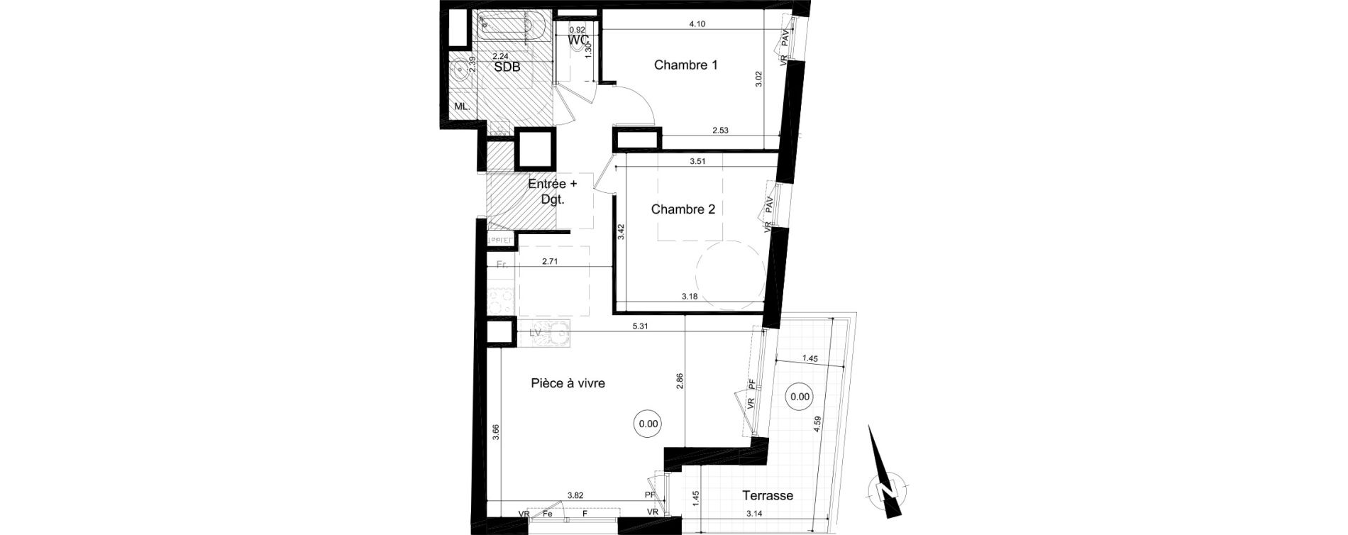 Appartement T3 de 61,44 m2 &agrave; Fleury-Sur-Orne Centre