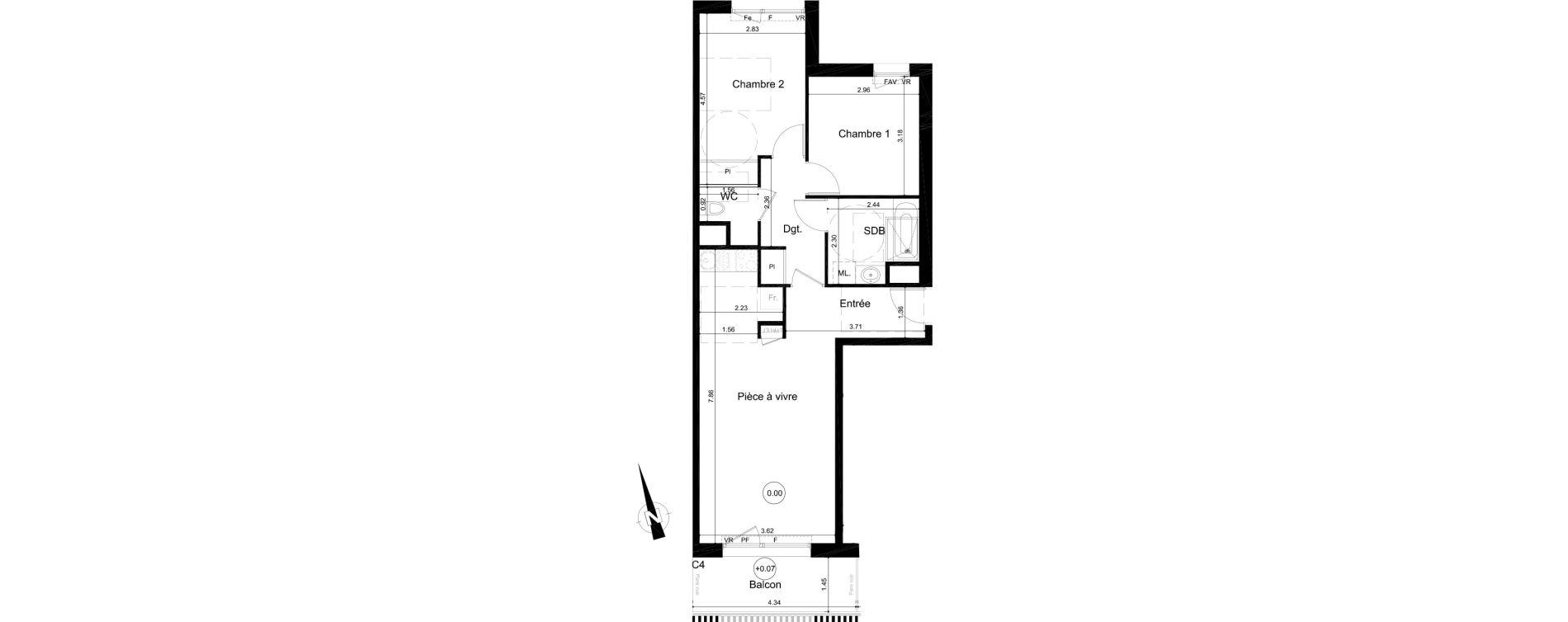 Appartement T3 de 62,77 m2 &agrave; Fleury-Sur-Orne Centre