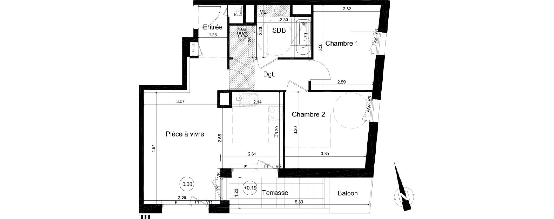 Appartement T3 de 59,08 m2 &agrave; Fleury-Sur-Orne Centre