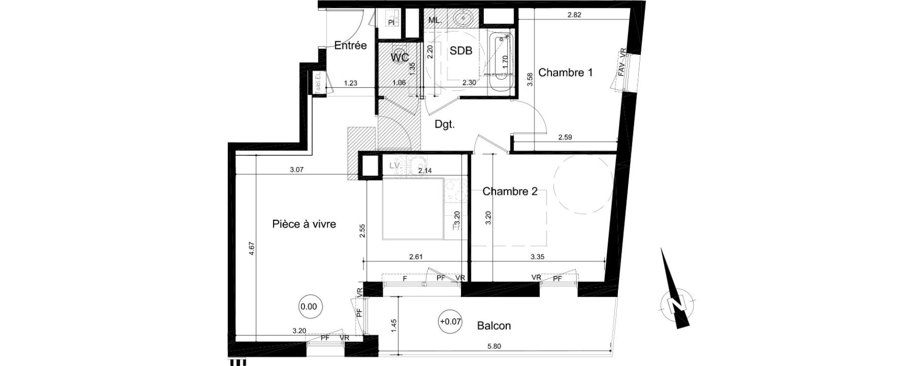 Appartement T3 de 59,08 m2 &agrave; Fleury-Sur-Orne Centre