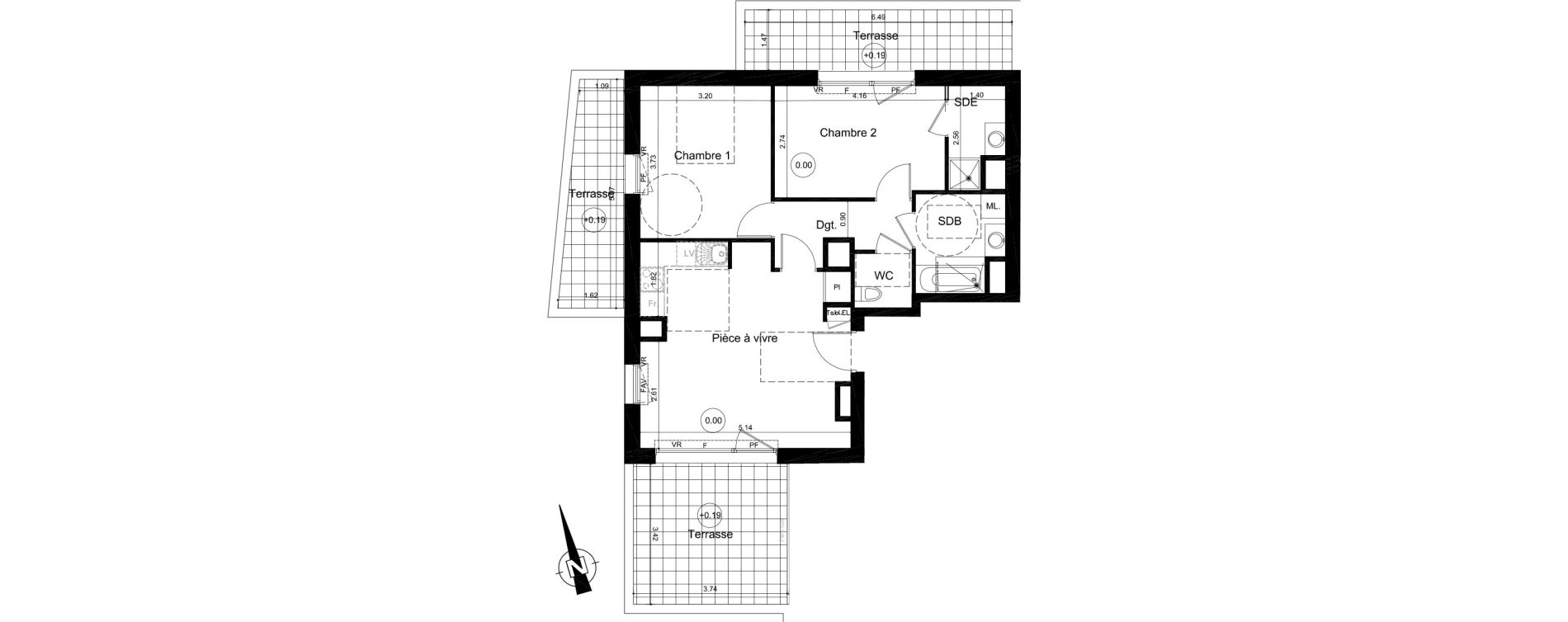 Appartement T3 de 60,81 m2 &agrave; Fleury-Sur-Orne Centre
