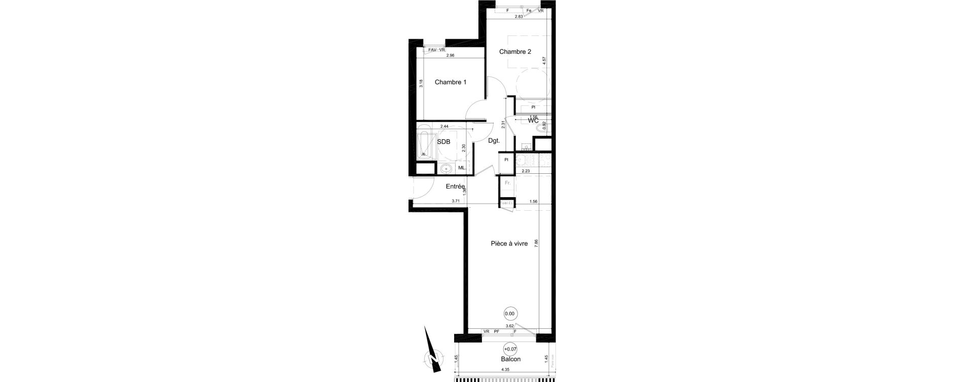 Appartement T3 de 62,77 m2 &agrave; Fleury-Sur-Orne Centre