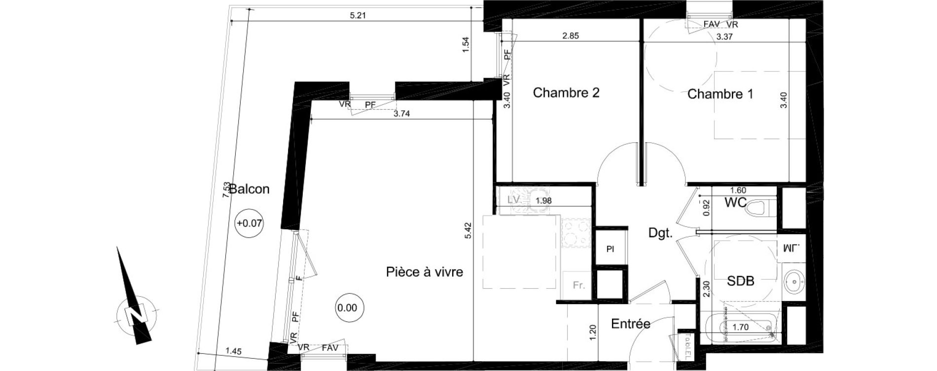 Appartement T3 de 63,06 m2 &agrave; Fleury-Sur-Orne Centre