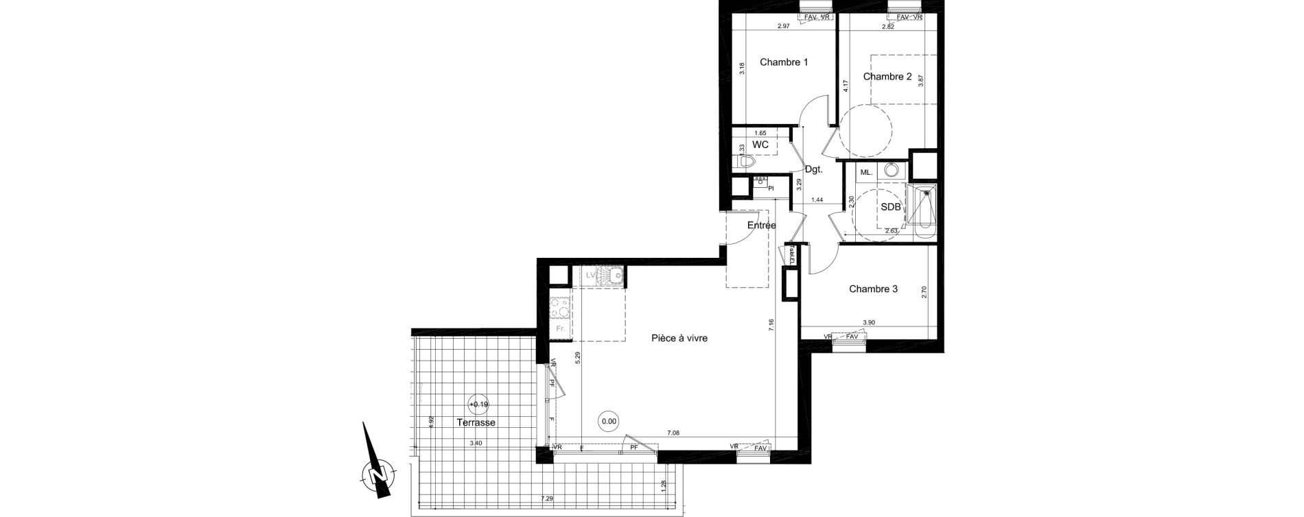 Appartement T4 de 84,29 m2 &agrave; Fleury-Sur-Orne Centre