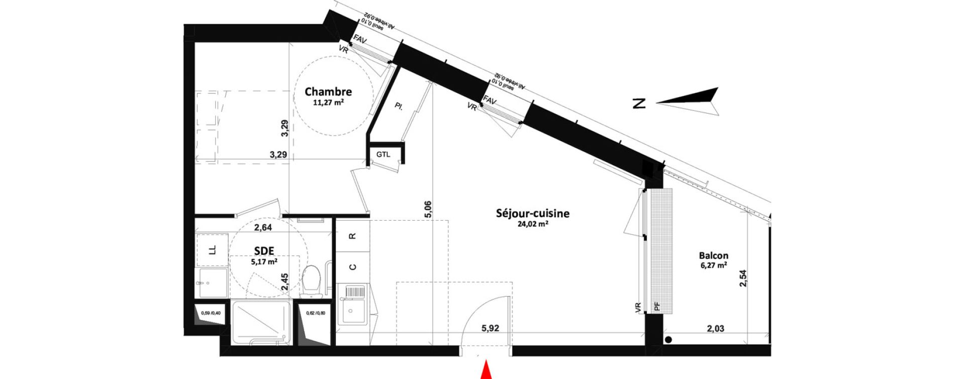 Appartement T2 de 40,46 m2 &agrave; Fleury-Sur-Orne Les hauts de l'orne