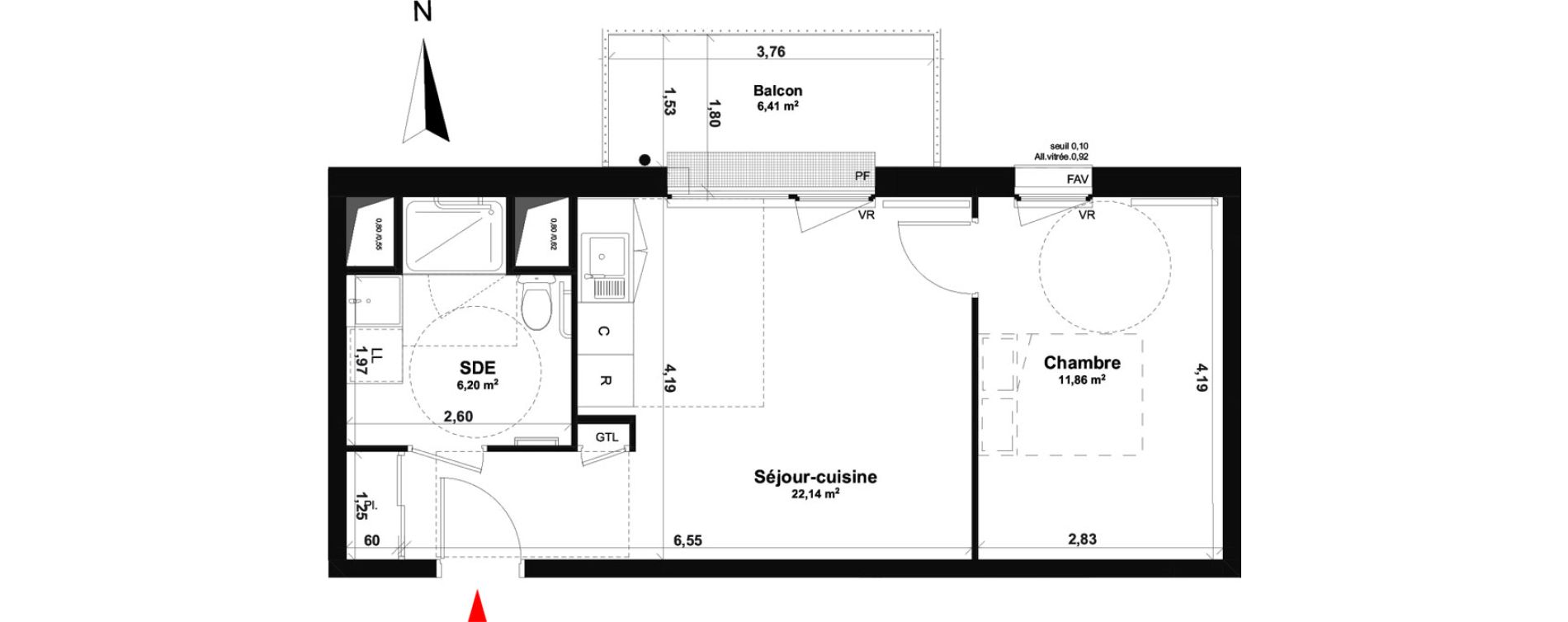 Appartement T2 de 40,20 m2 &agrave; Fleury-Sur-Orne Les hauts de l'orne