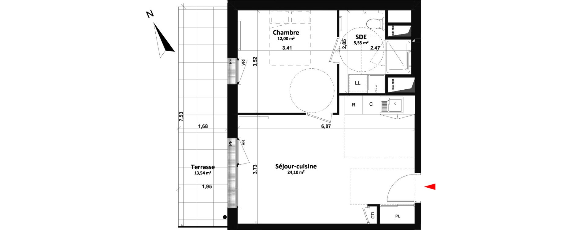 Appartement T2 de 41,65 m2 &agrave; Fleury-Sur-Orne Les hauts de l'orne