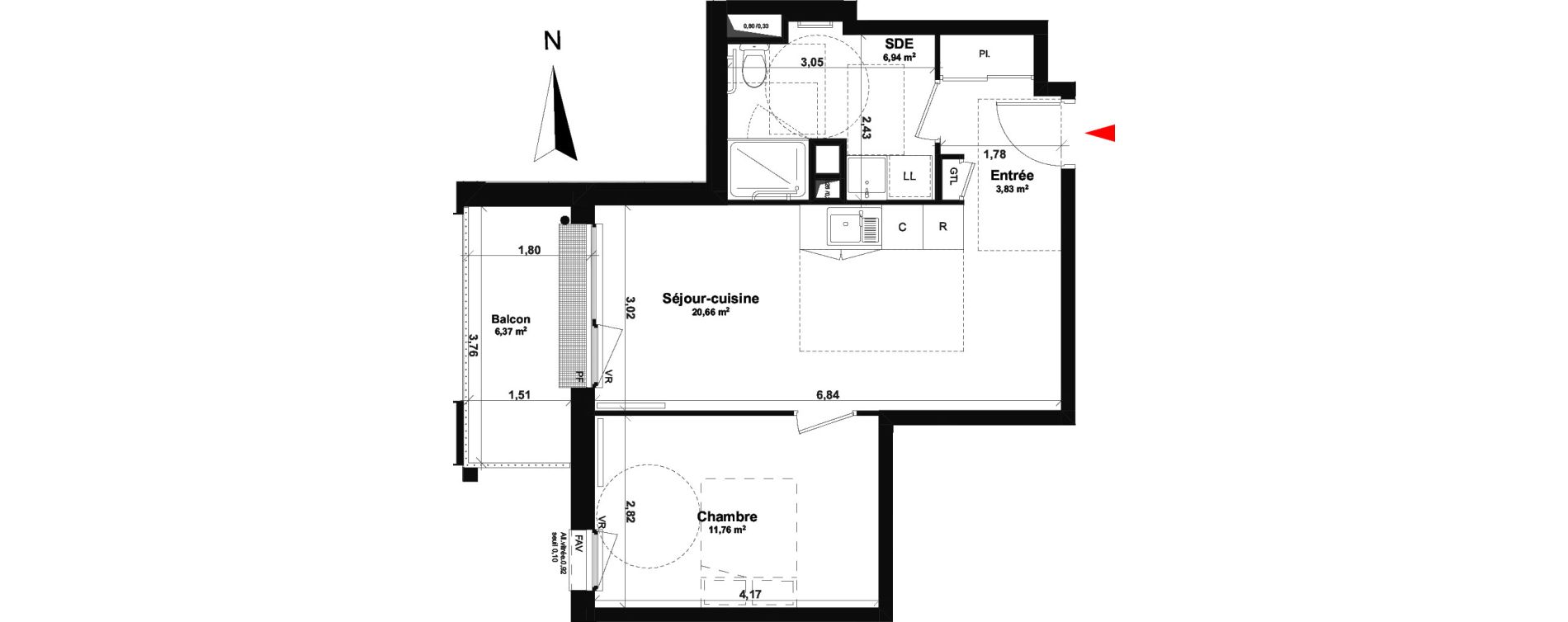 Appartement T2 de 43,19 m2 &agrave; Fleury-Sur-Orne Les hauts de l'orne