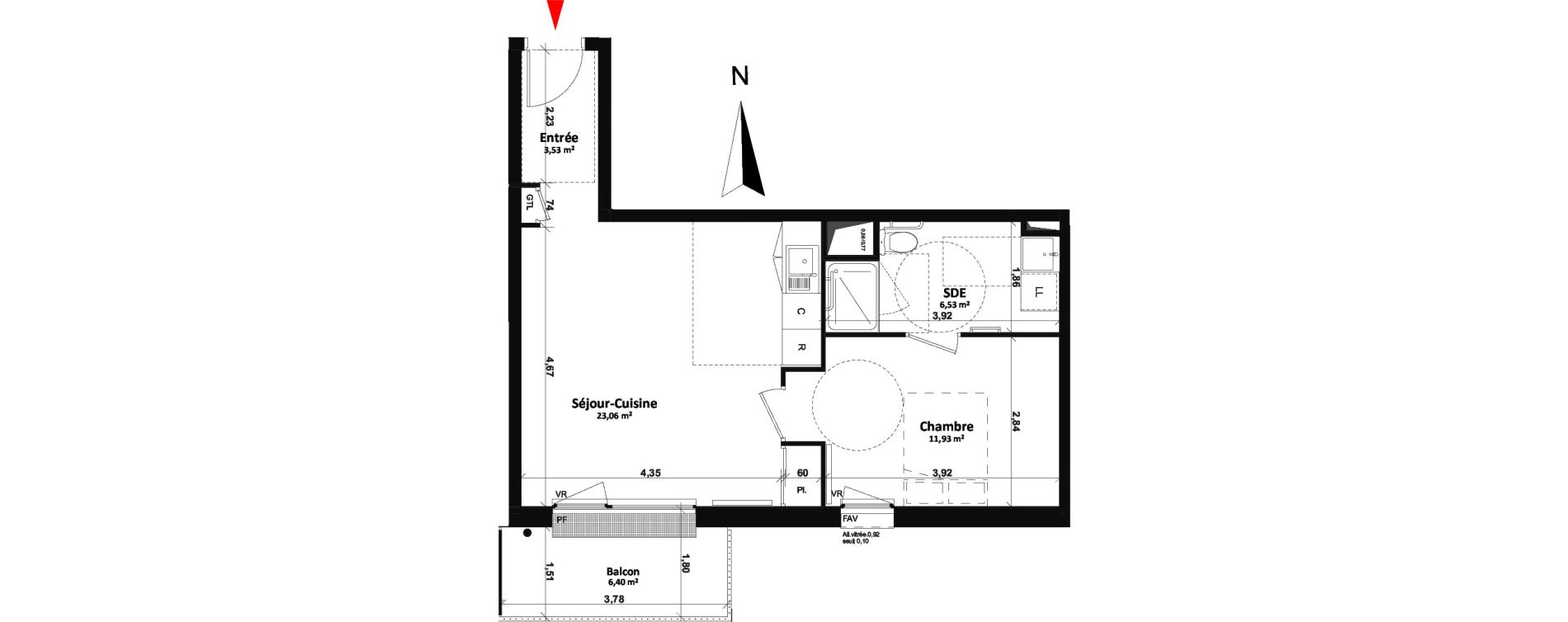 Appartement T2 de 45,05 m2 &agrave; Fleury-Sur-Orne Les hauts de l'orne