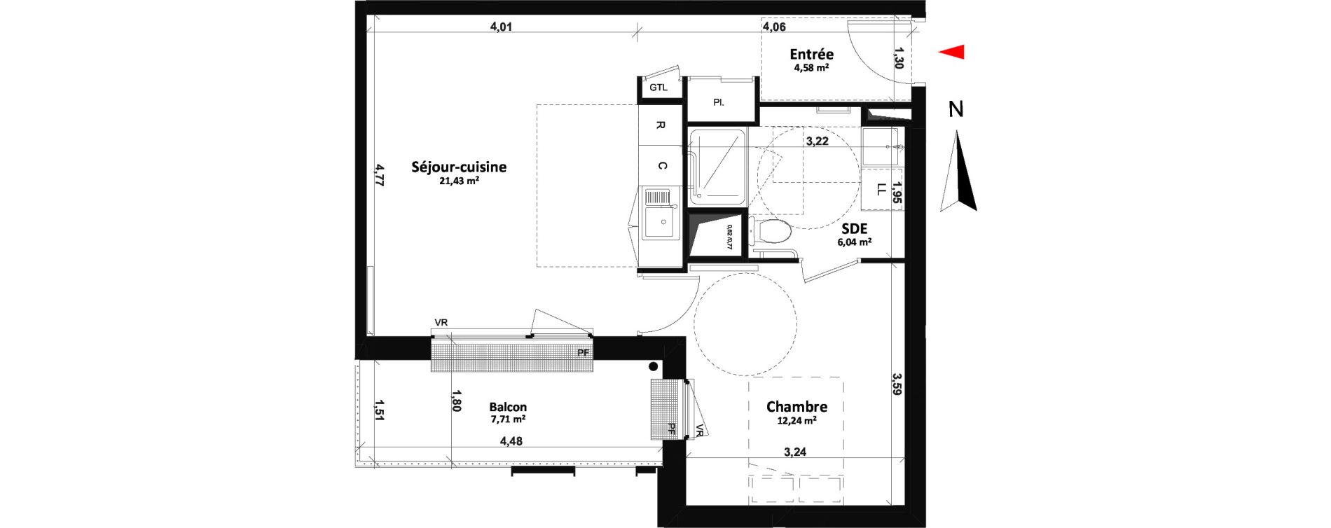 Appartement T2 de 44,29 m2 &agrave; Fleury-Sur-Orne Les hauts de l'orne