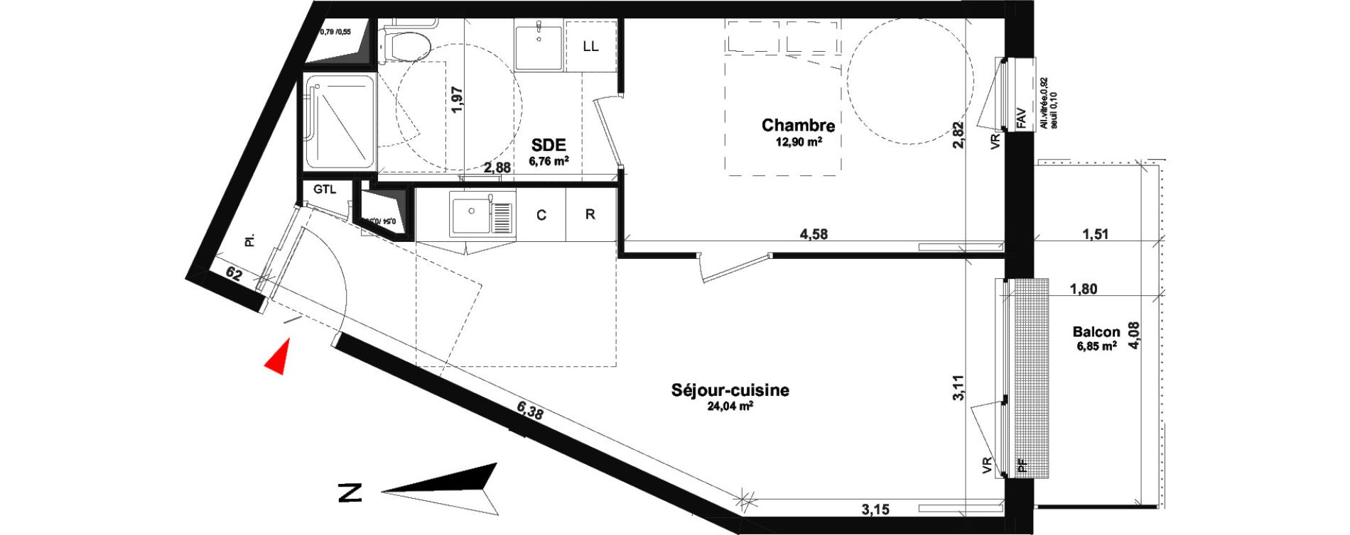 Appartement T2 de 43,70 m2 &agrave; Fleury-Sur-Orne Les hauts de l'orne