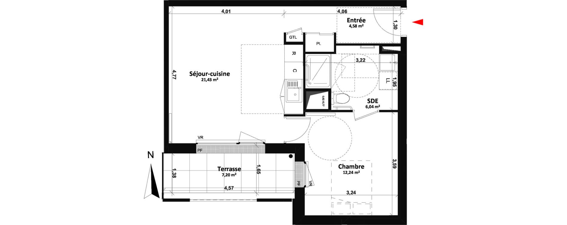 Appartement T2 de 44,29 m2 &agrave; Fleury-Sur-Orne Les hauts de l'orne