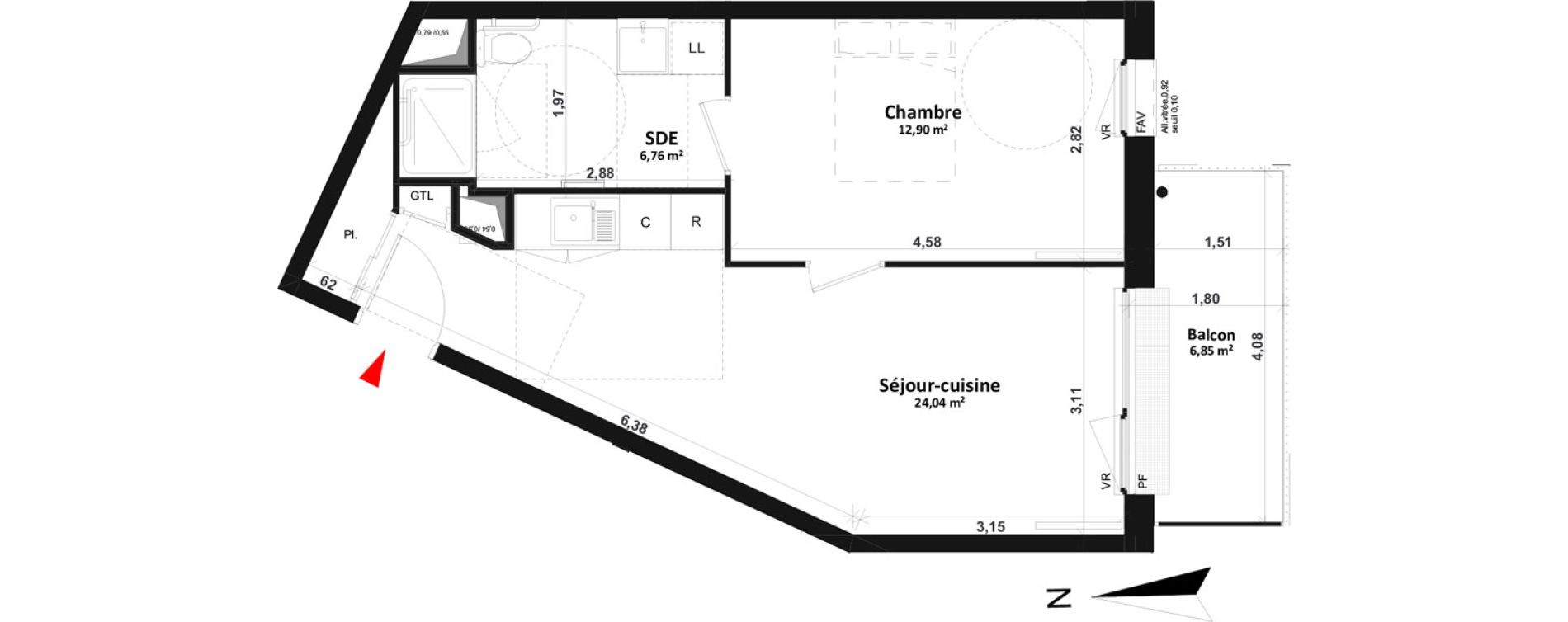 Appartement T2 de 43,70 m2 &agrave; Fleury-Sur-Orne Les hauts de l'orne