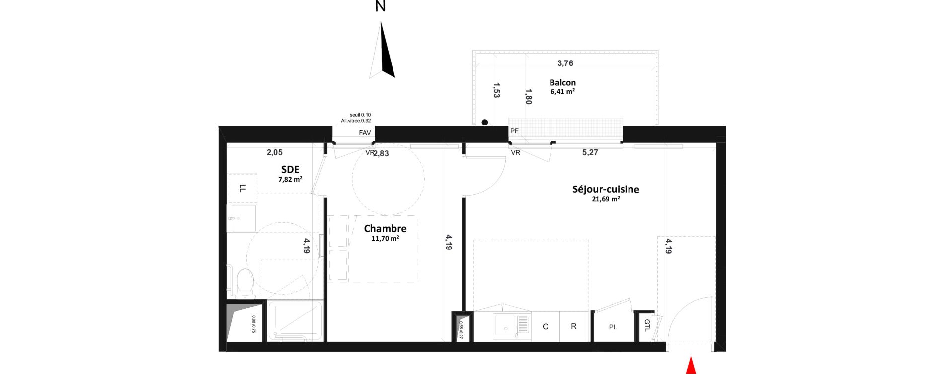 Appartement T2 de 41,21 m2 &agrave; Fleury-Sur-Orne Les hauts de l'orne