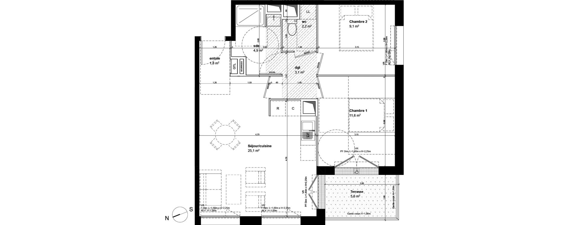 Appartement T3 de 57,80 m2 &agrave; Fleury-Sur-Orne Centre