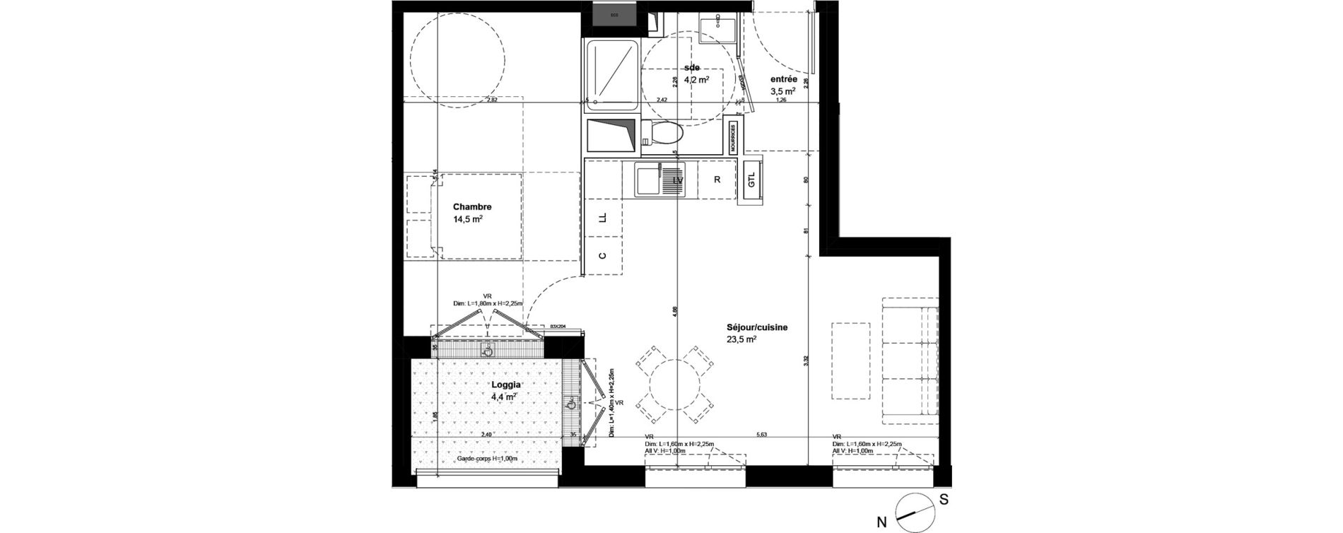 Appartement T2 de 45,70 m2 &agrave; Fleury-Sur-Orne Centre