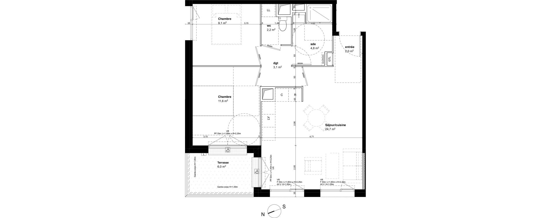 Appartement T3 de 57,50 m2 &agrave; Fleury-Sur-Orne Centre