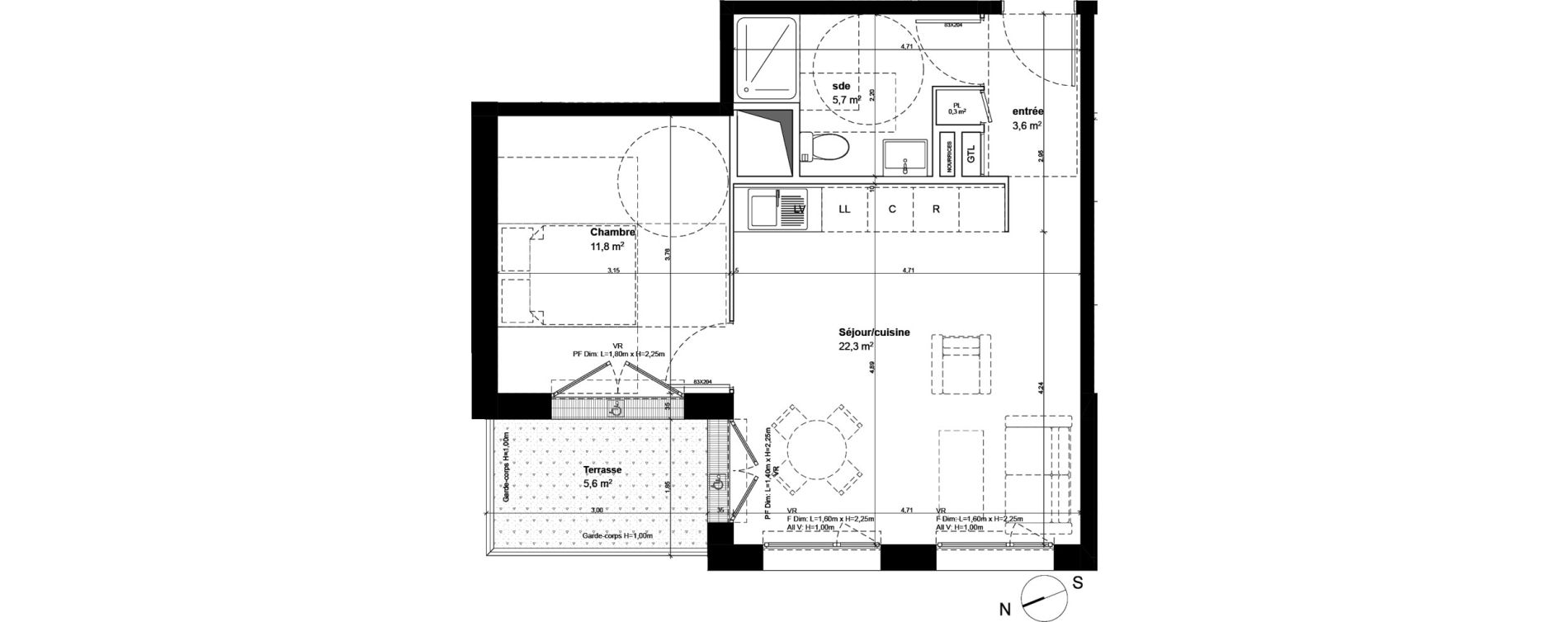 Appartement T2 de 43,70 m2 &agrave; Fleury-Sur-Orne Centre