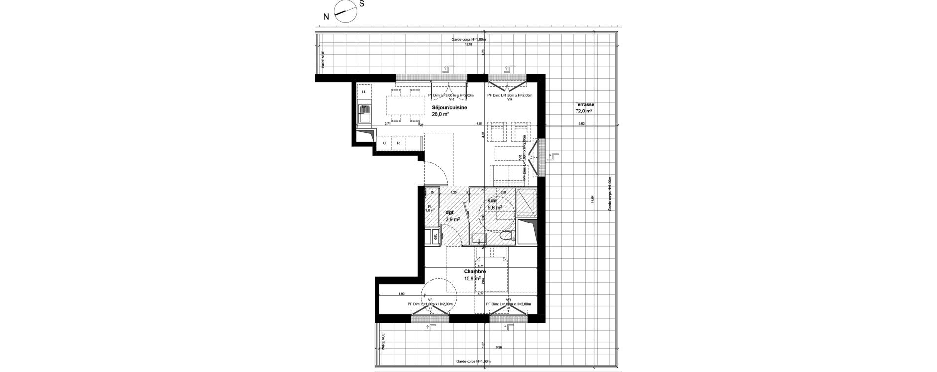 Appartement T2 de 53,30 m2 &agrave; Fleury-Sur-Orne Centre