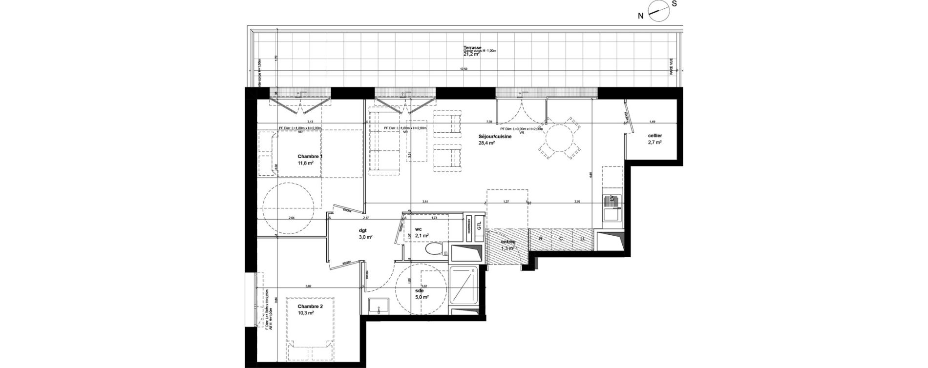 Appartement T3 de 64,60 m2 &agrave; Fleury-Sur-Orne Centre