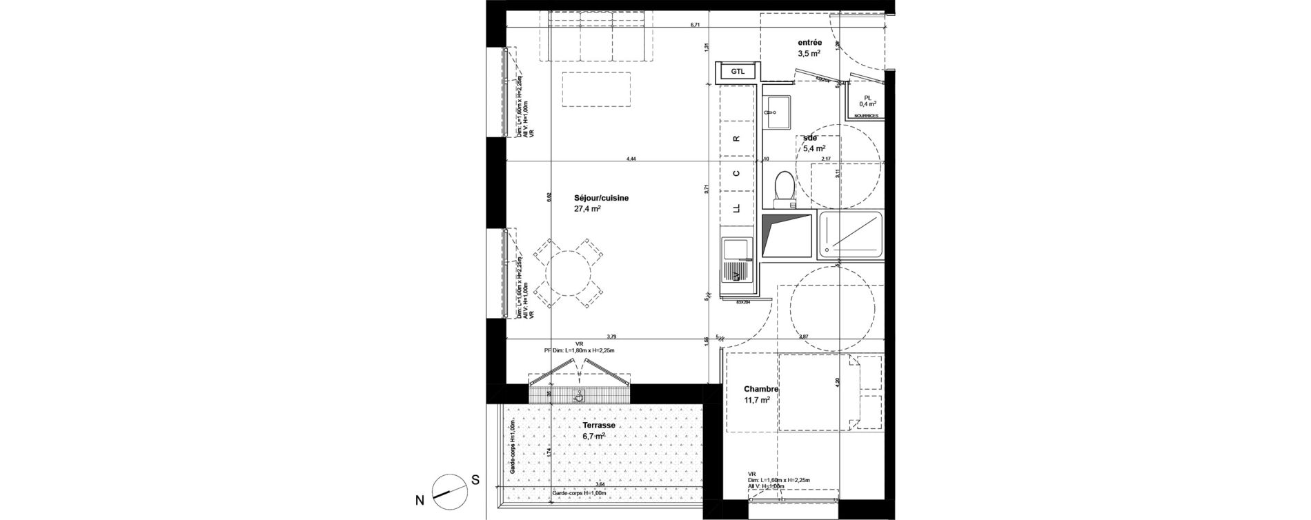 Appartement T2 de 48,40 m2 &agrave; Fleury-Sur-Orne Centre