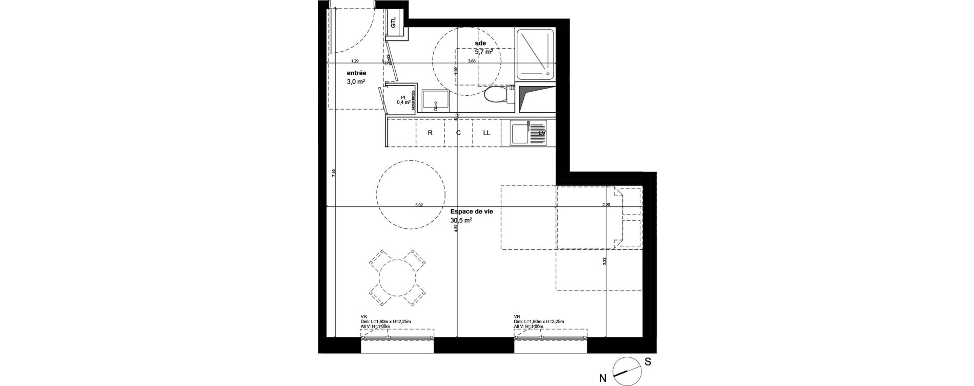 Appartement T1 de 39,60 m2 &agrave; Fleury-Sur-Orne Centre