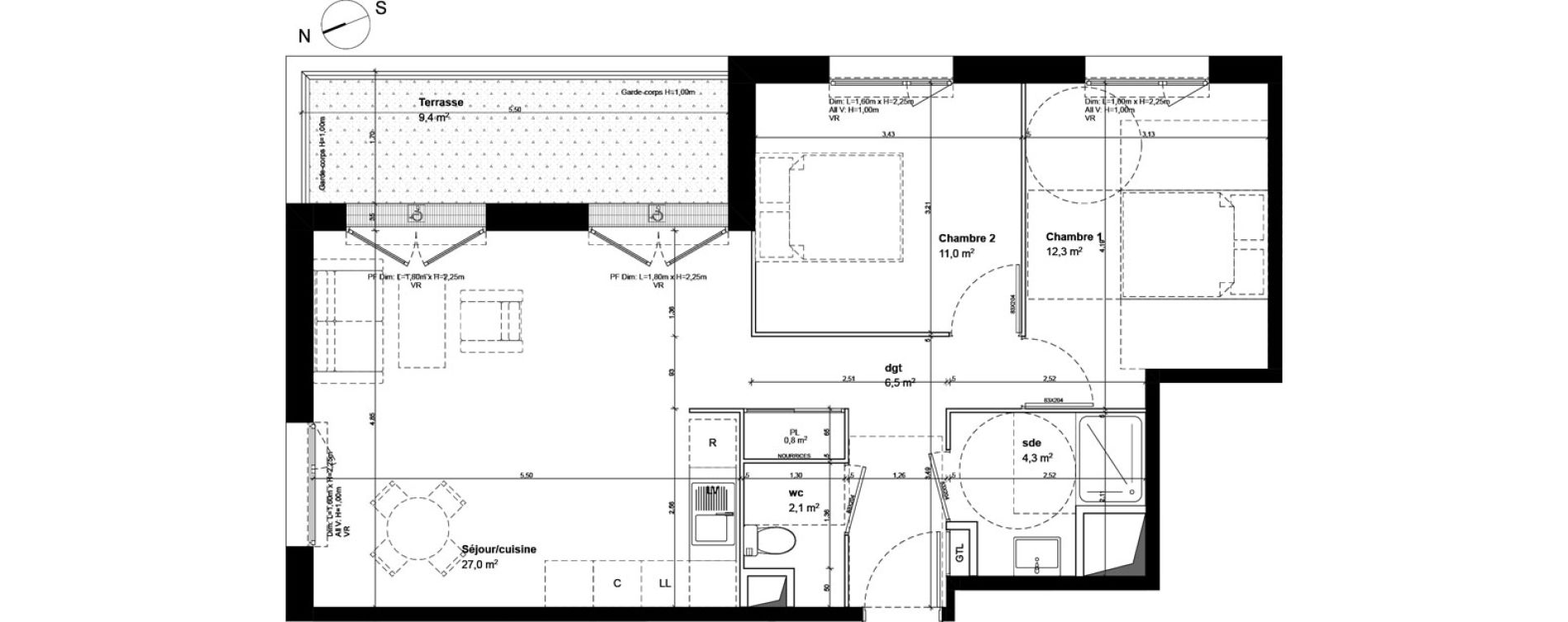 Appartement T3 de 64,00 m2 &agrave; Fleury-Sur-Orne Centre