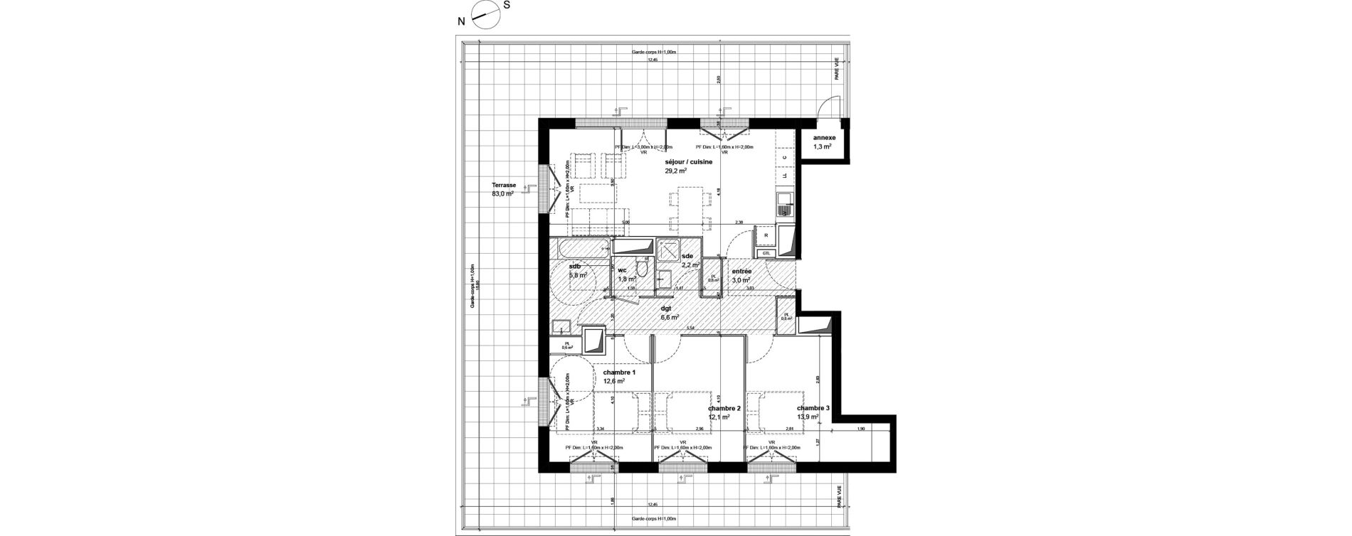 Appartement T4 de 88,80 m2 &agrave; Fleury-Sur-Orne Centre