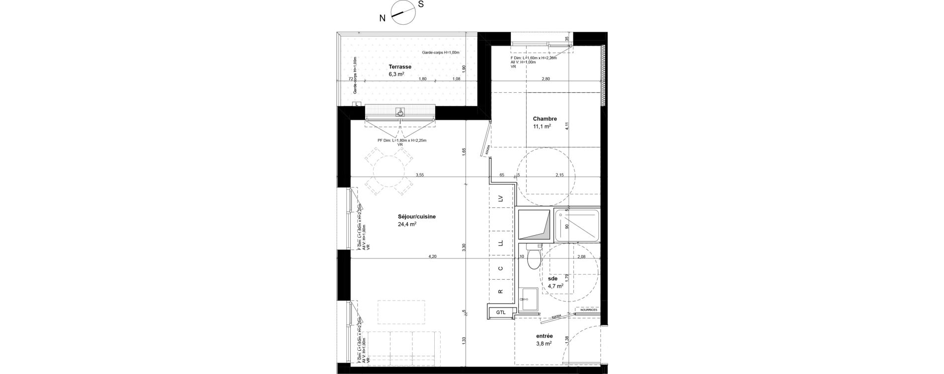 Appartement T2 de 44,00 m2 &agrave; Fleury-Sur-Orne Centre