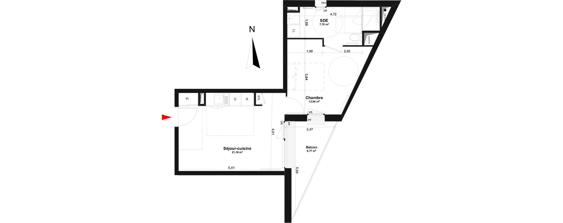 Appartement T2 de 41,90 m2 &agrave; Fleury-Sur-Orne Centre