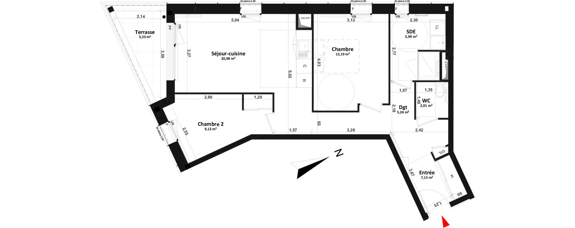 Appartement T3 de 62,66 m2 &agrave; Fleury-Sur-Orne Centre
