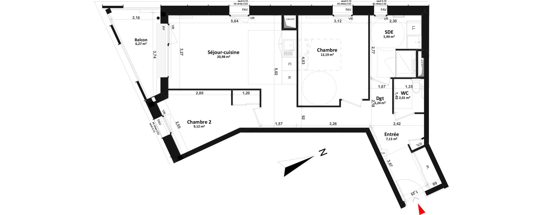 Appartement T3 de 62,66 m2 &agrave; Fleury-Sur-Orne Centre
