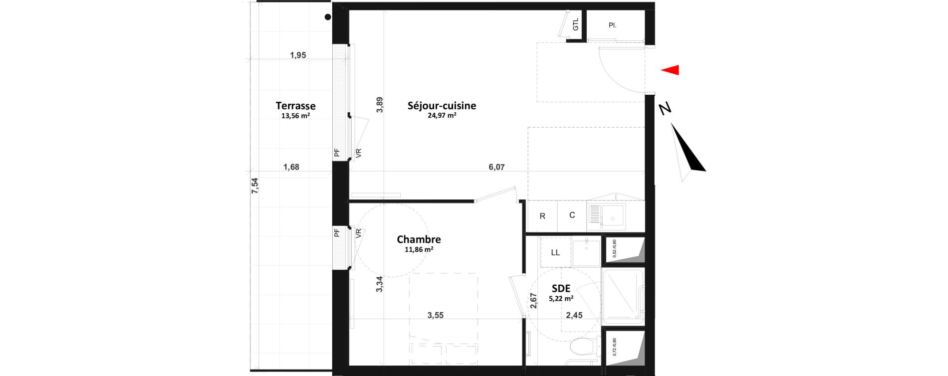 Appartement T2 de 42,05 m2 &agrave; Fleury-Sur-Orne Centre