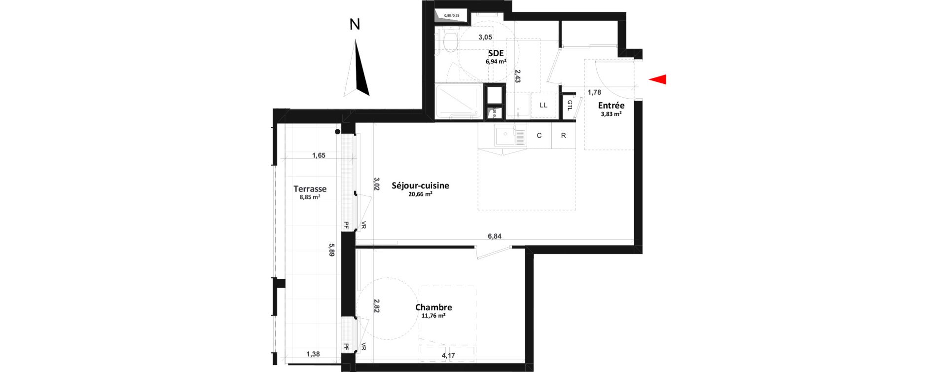 Appartement T2 de 43,19 m2 &agrave; Fleury-Sur-Orne Centre