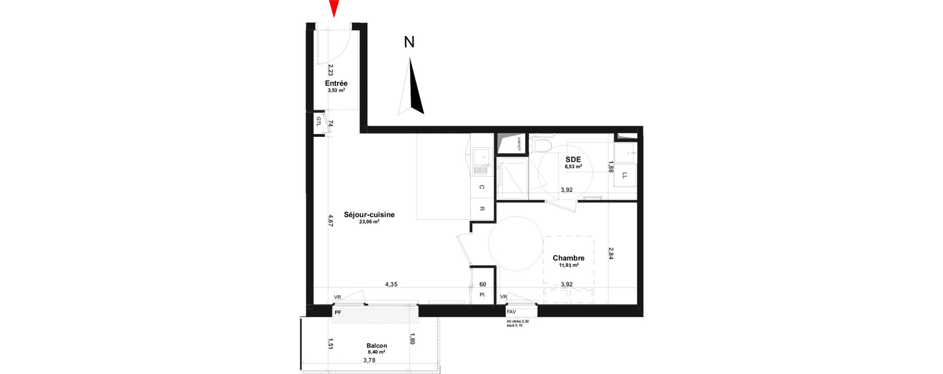 Appartement T2 de 45,05 m2 &agrave; Fleury-Sur-Orne Centre