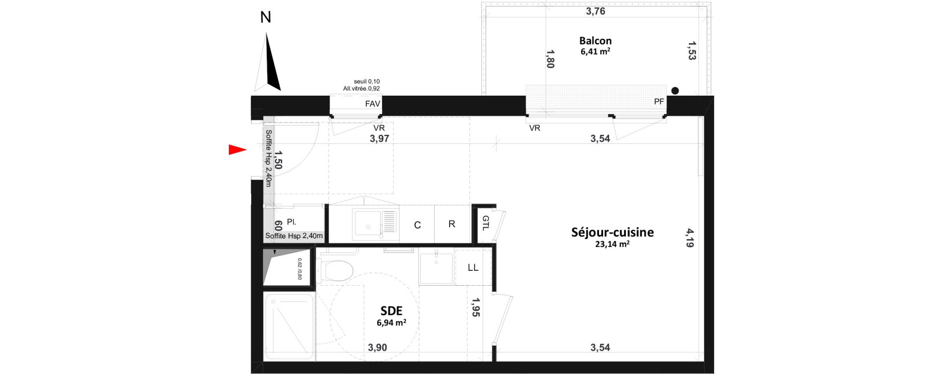 Appartement T1 de 30,08 m2 &agrave; Fleury-Sur-Orne Centre