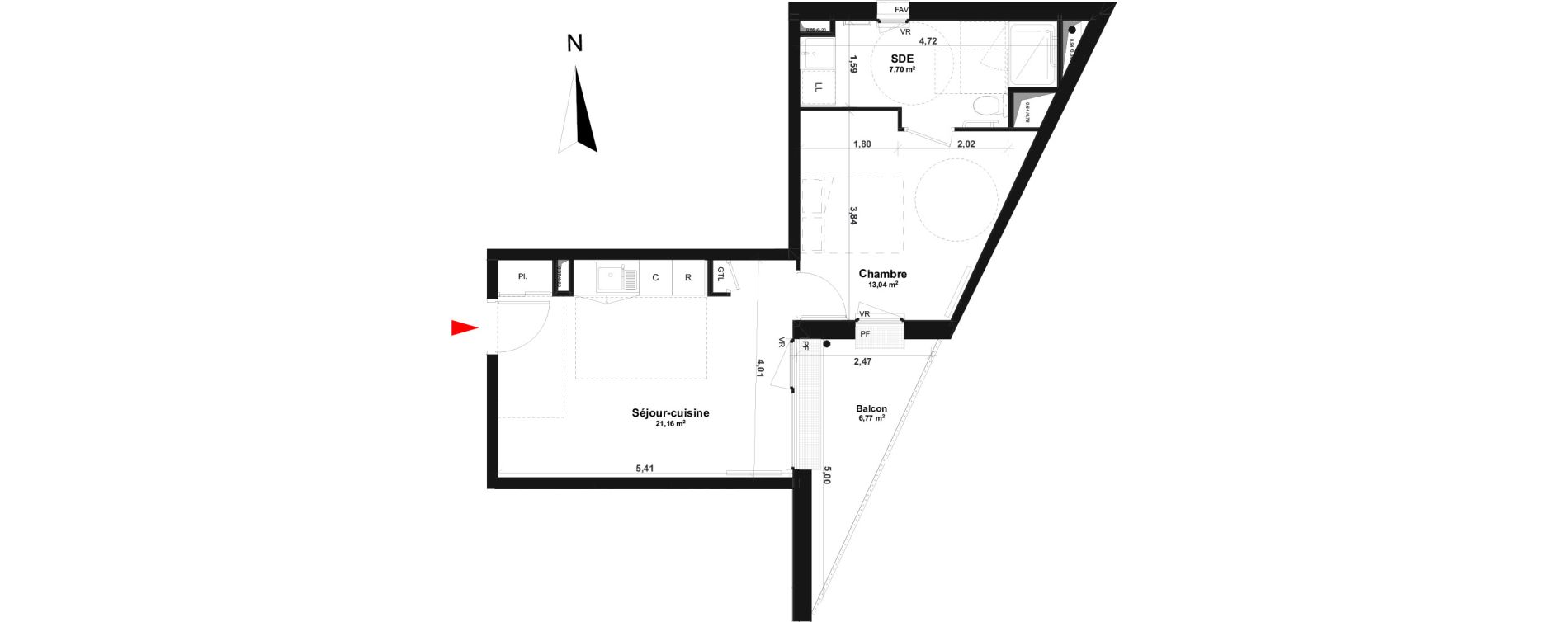 Appartement T2 de 41,90 m2 &agrave; Fleury-Sur-Orne Centre