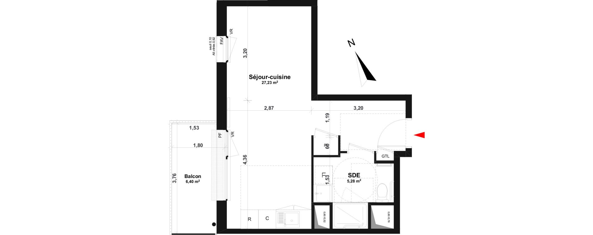 Appartement T1 de 32,51 m2 &agrave; Fleury-Sur-Orne Centre