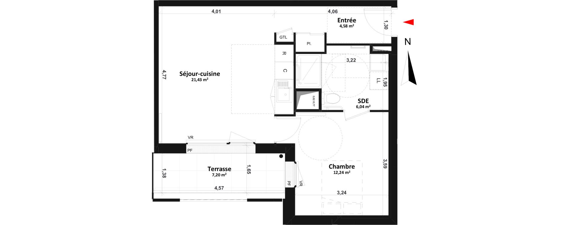 Appartement T2 de 44,29 m2 &agrave; Fleury-Sur-Orne Centre