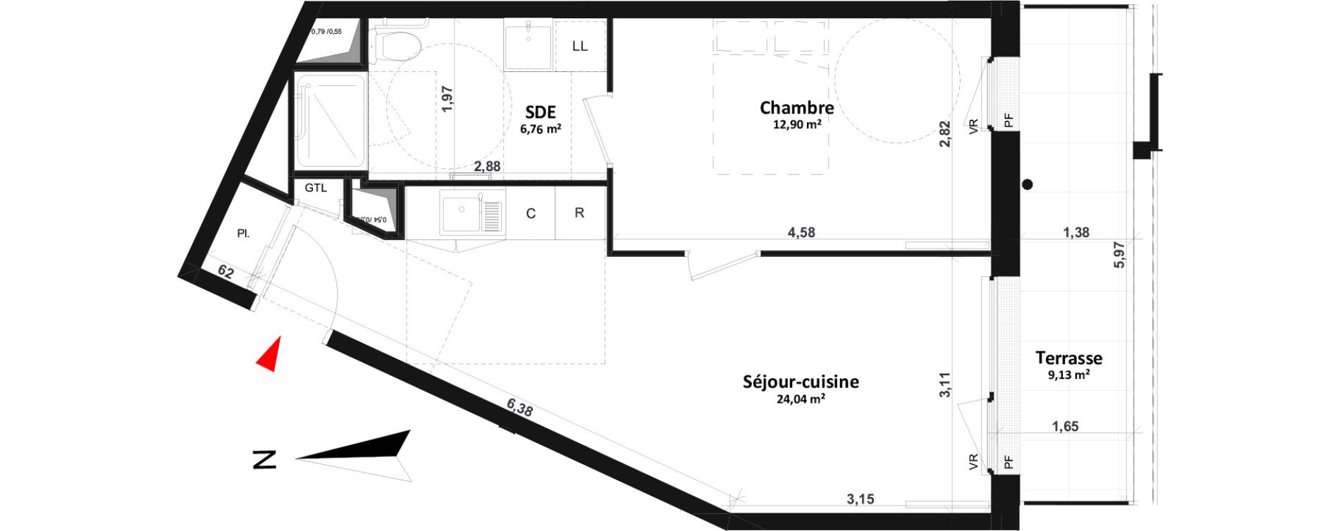 Appartement T2 de 43,70 m2 &agrave; Fleury-Sur-Orne Centre
