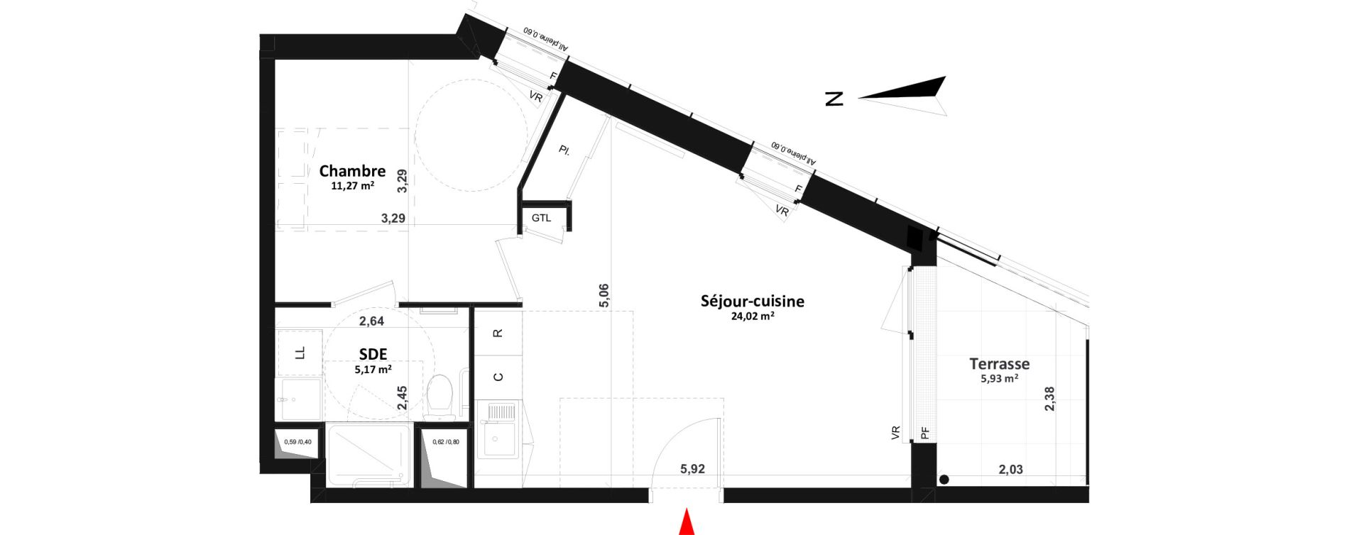 Appartement T2 de 40,46 m2 &agrave; Fleury-Sur-Orne Centre