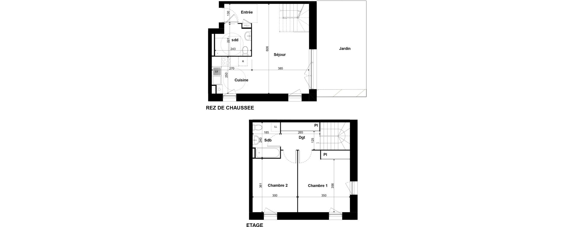 Duplex T3 de 69,59 m2 &agrave; Giberville Centre