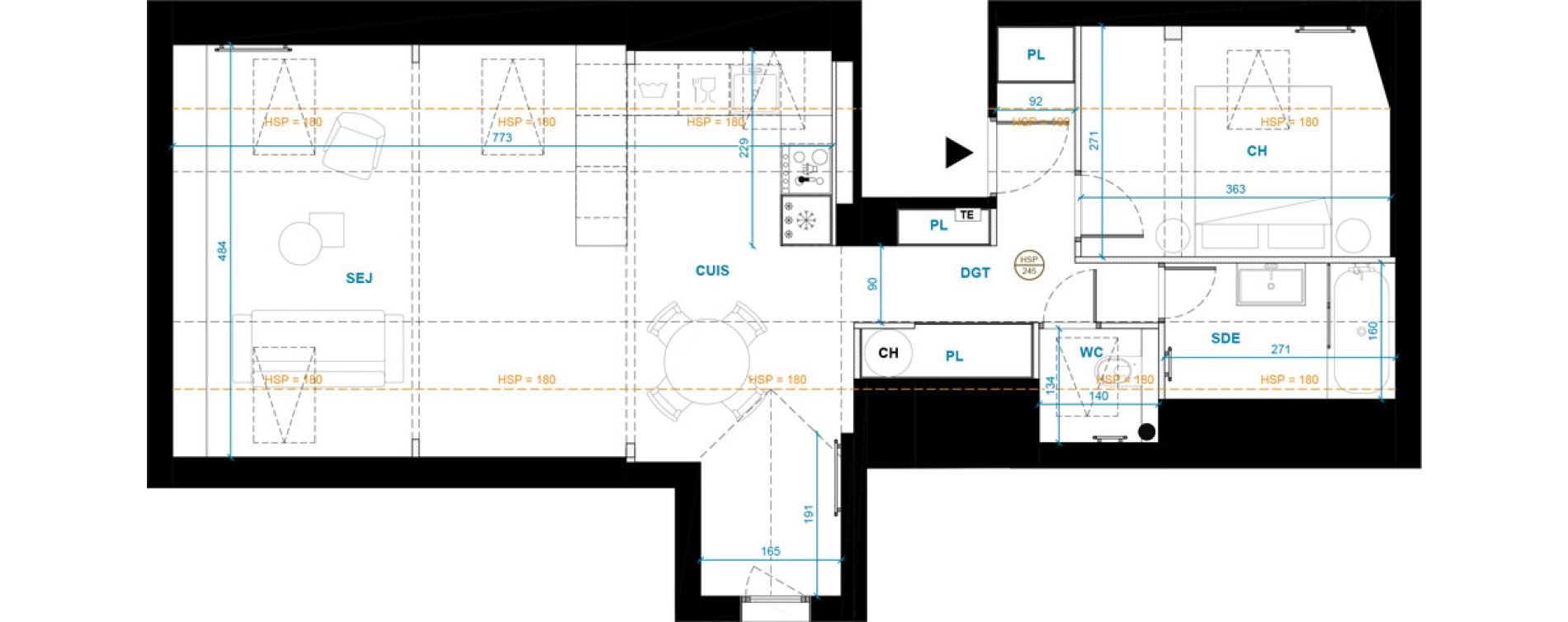 Appartement T2 de 43,50 m2 &agrave; Honfleur Centre