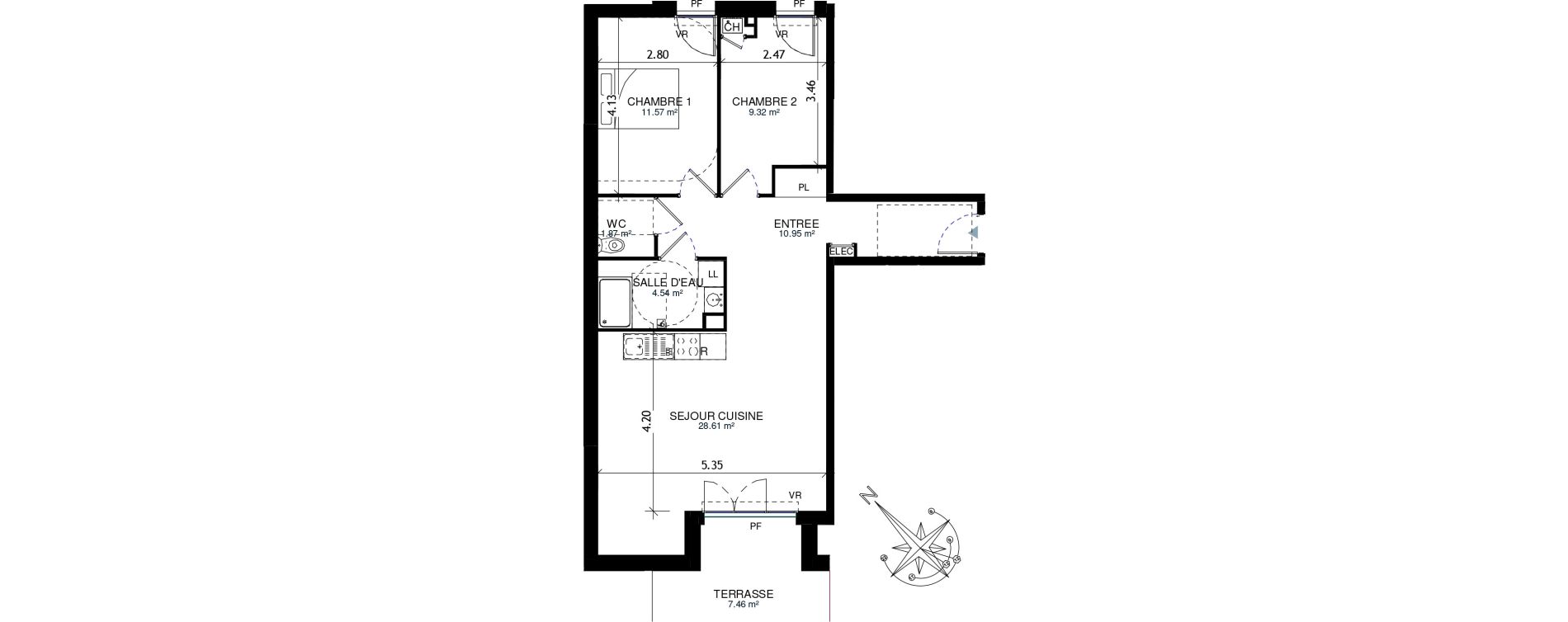 Appartement T3 de 66,86 m2 &agrave; Honfleur Centre