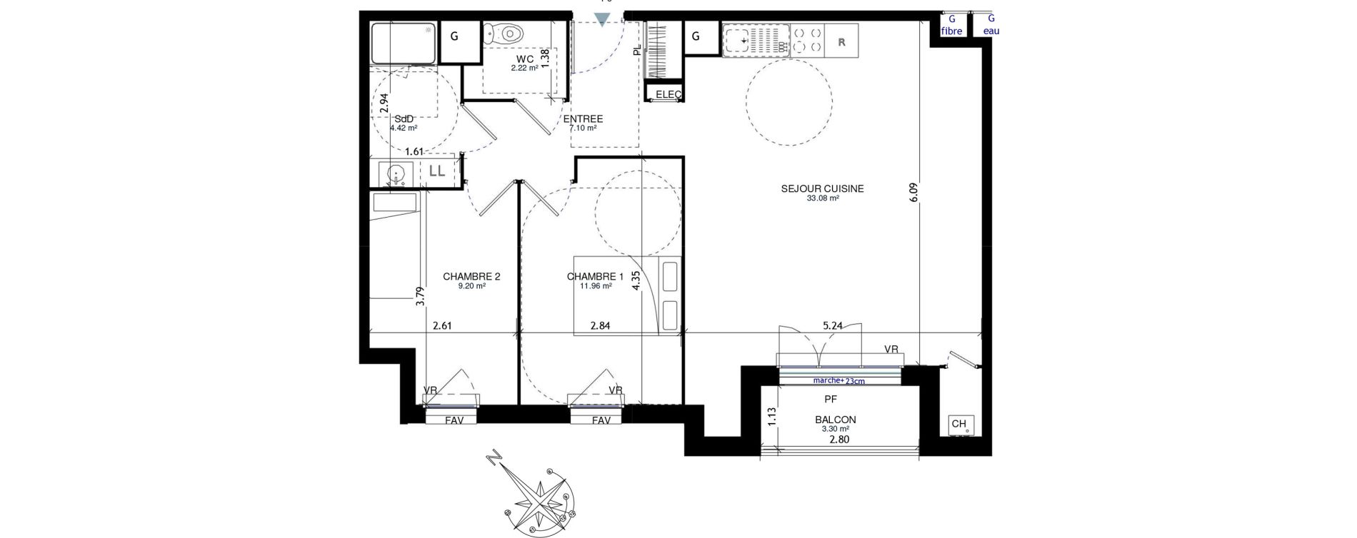 Appartement T3 de 68,77 m2 &agrave; Honfleur Centre