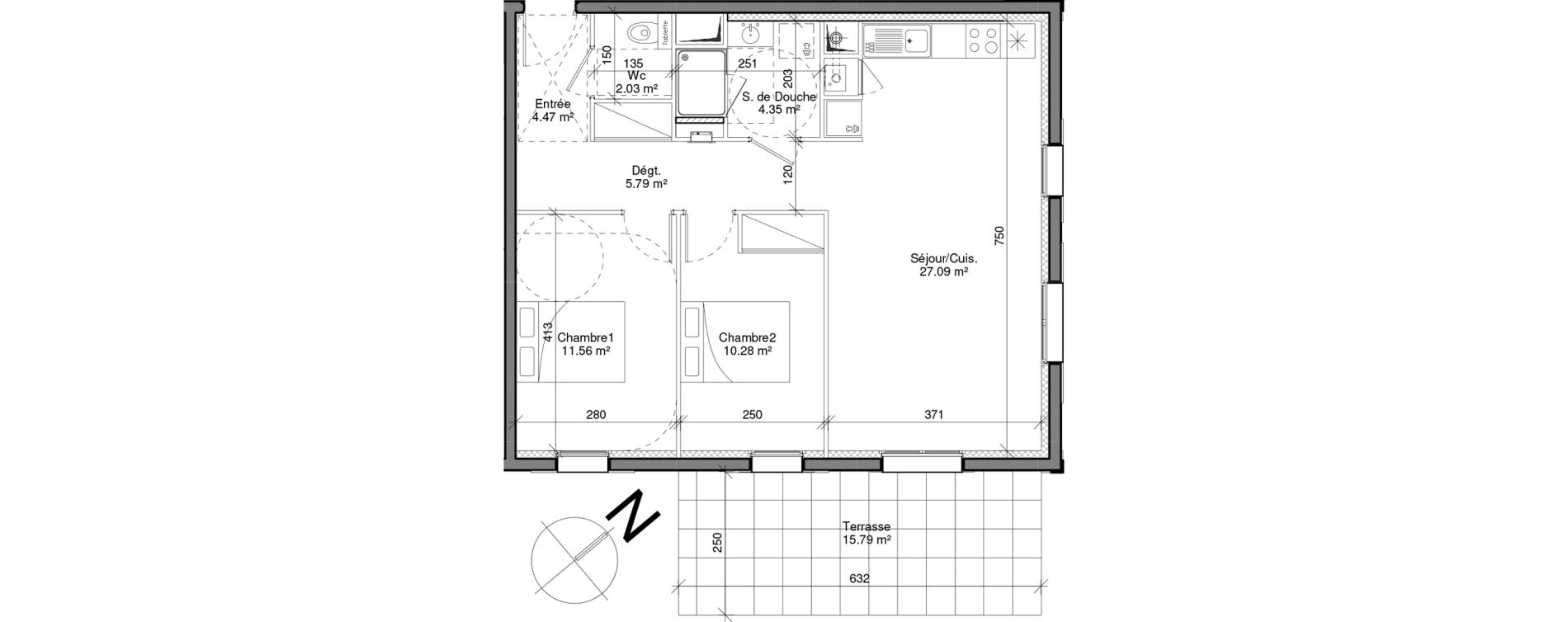 Appartement T3 de 65,57 m2 &agrave; Honfleur Centre