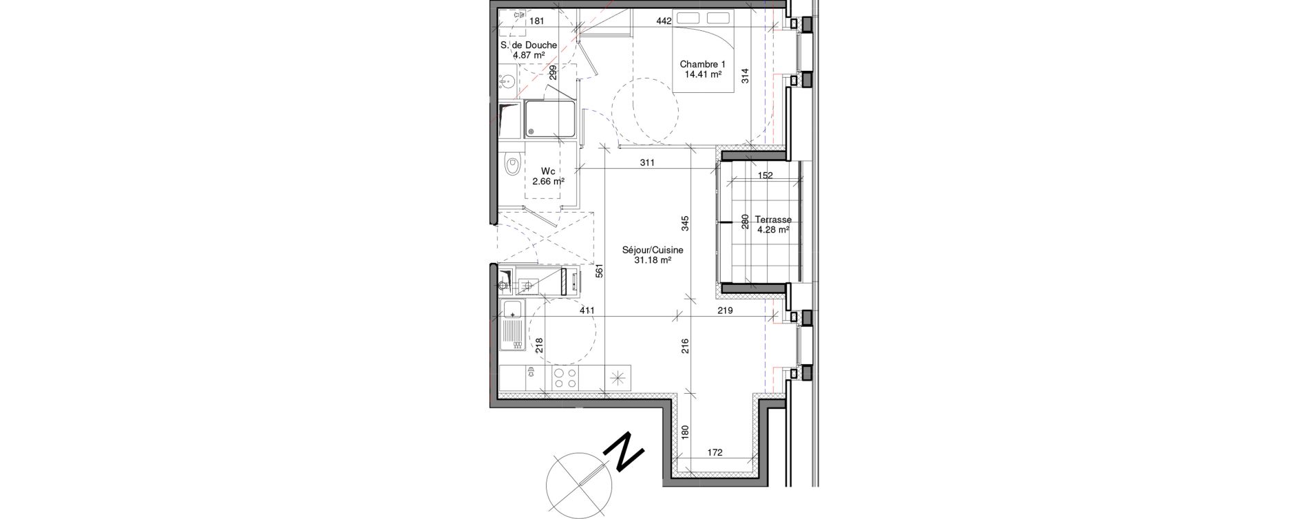 Appartement T2 de 53,12 m2 &agrave; Honfleur Centre